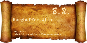 Berghoffer Ulla névjegykártya
